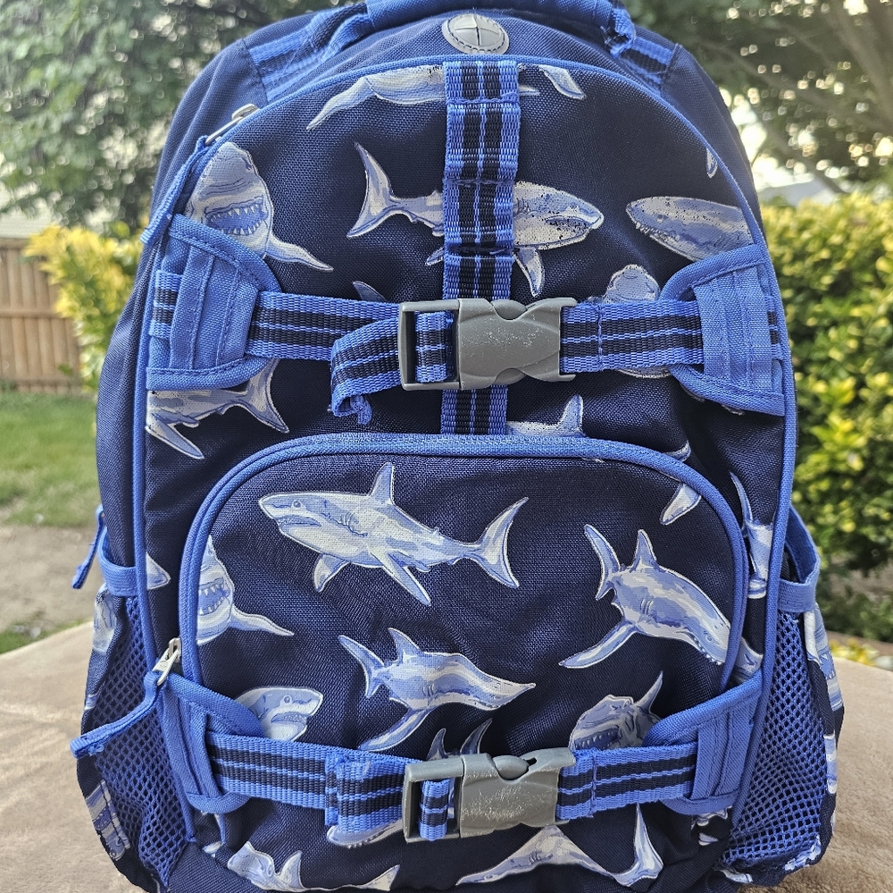 Pottery Barn Kids Shark Print Backpack with Blue Accents